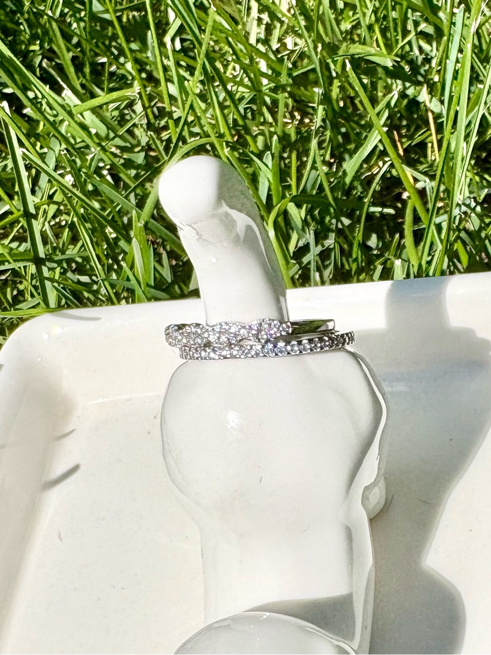 2 Sterling Silver Pavé CZ Rings - stackable - Picture 3 of 7